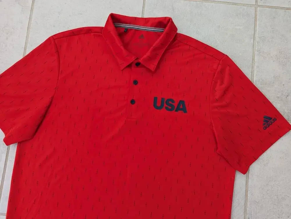 Adidas Men's Medium USA Olympic Golf UPF 50 Ultimate 365 Polo Shirt Red